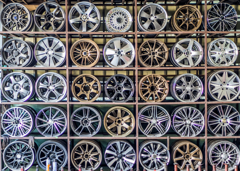 wheel alloys on a shelf