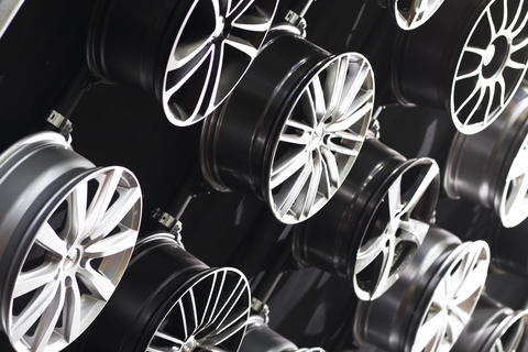 Car rims on the wall